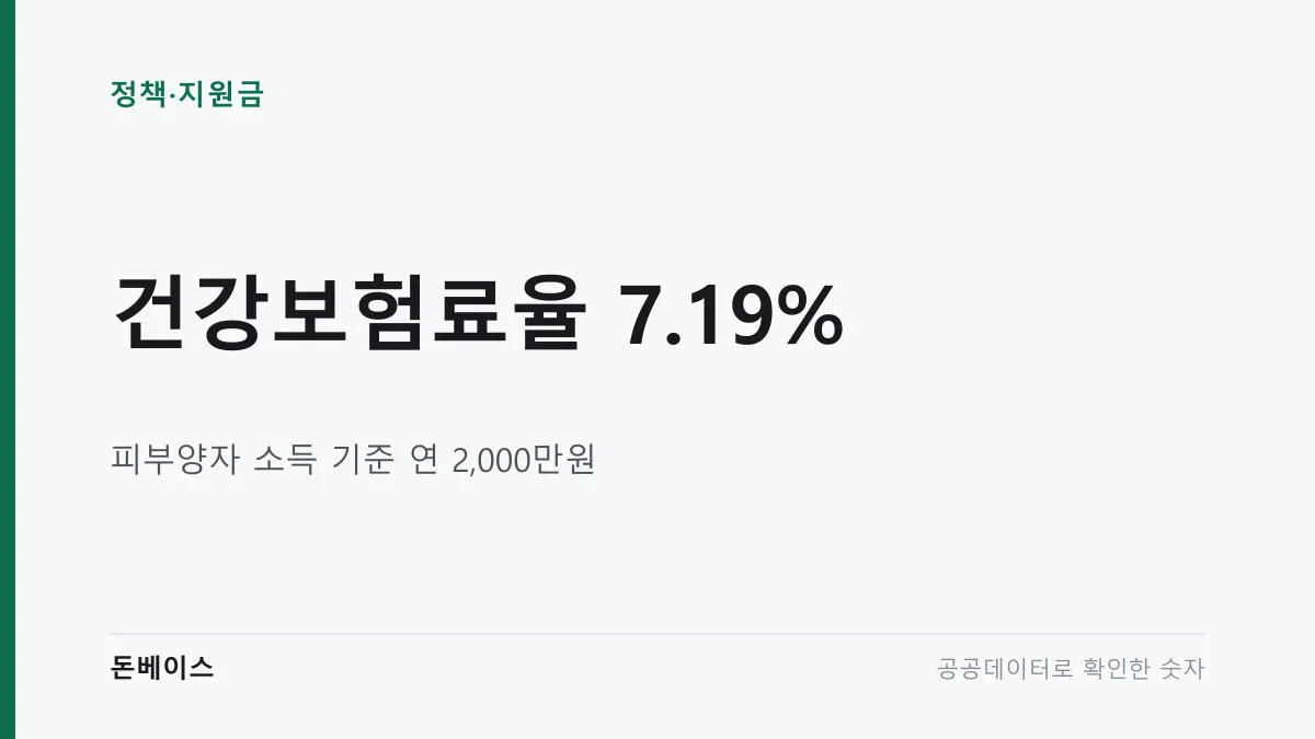 '건강보험료율 7.19%'와 '피부양자 소득 기준 연 2,000만원'이라는 문구가 적힌 표지 이미지