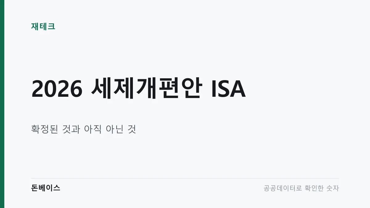 2026 세제개편안 ISA와 확정된 것과 아직 아닌 것이라는 문구가 적힌 표지 이미지