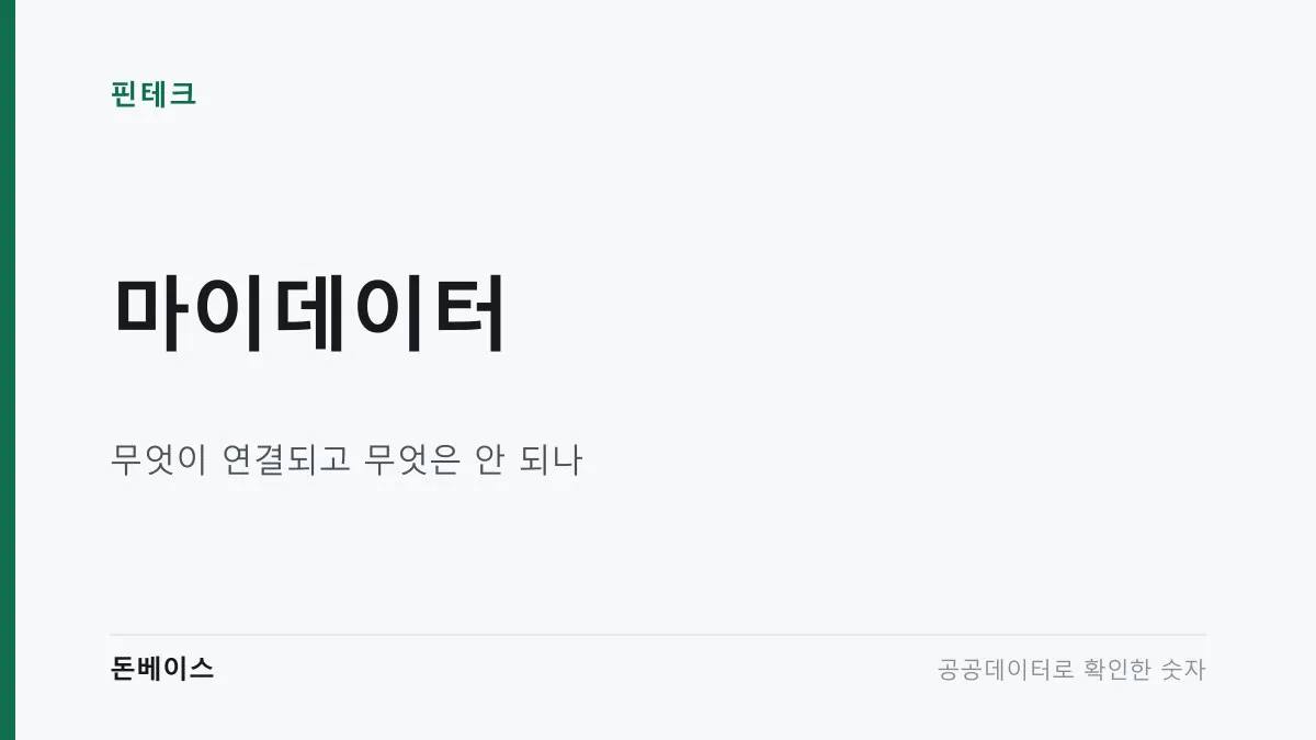 '마이데이터'와 '무엇이 연결되고 무엇은 안 되나'라는 문구가 적힌 표지 이미지