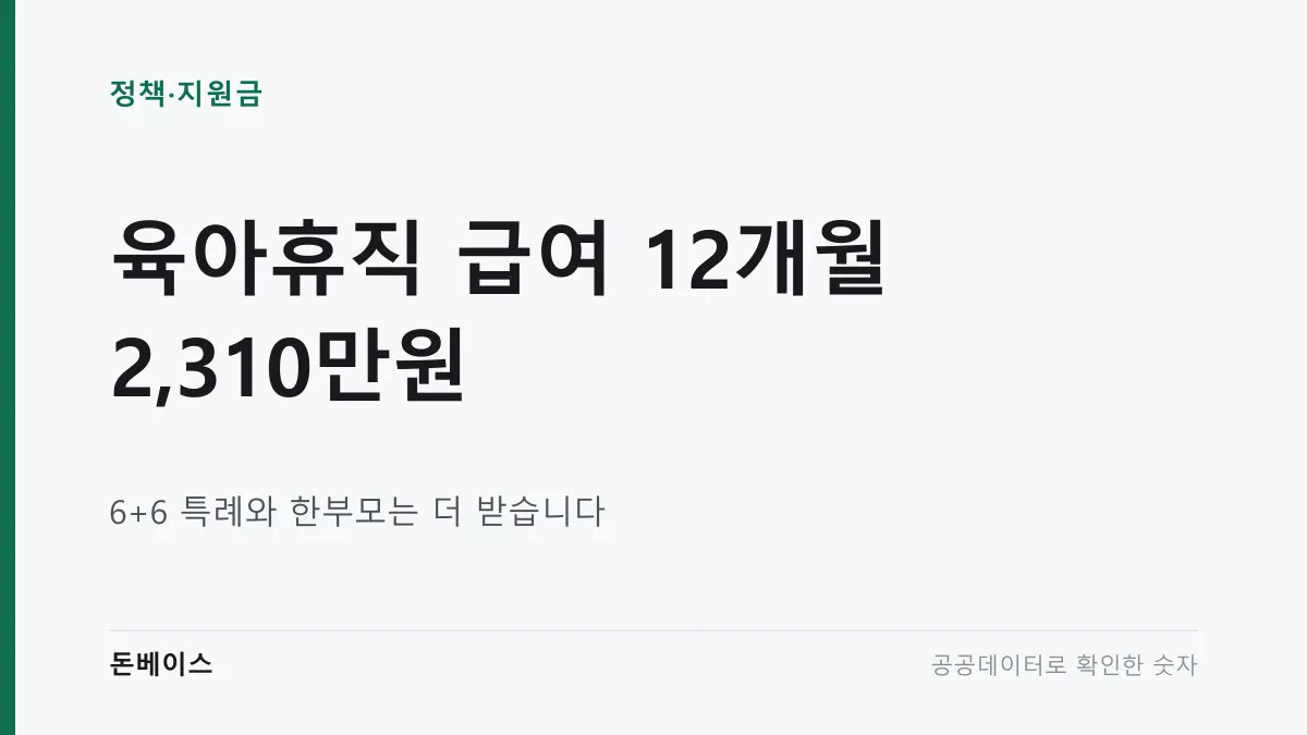 '육아휴직 급여 12개월 2,310만원'과 '6+6 특례와 한부모는 더 받습니다'라는 문구가 적힌 표지 이미지
